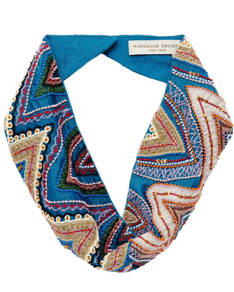 Front of a size one-size-fits-all Carla Scarf Necklace in BLUES by Mignonne Gavigan. | dia_product_style_image_id:320151